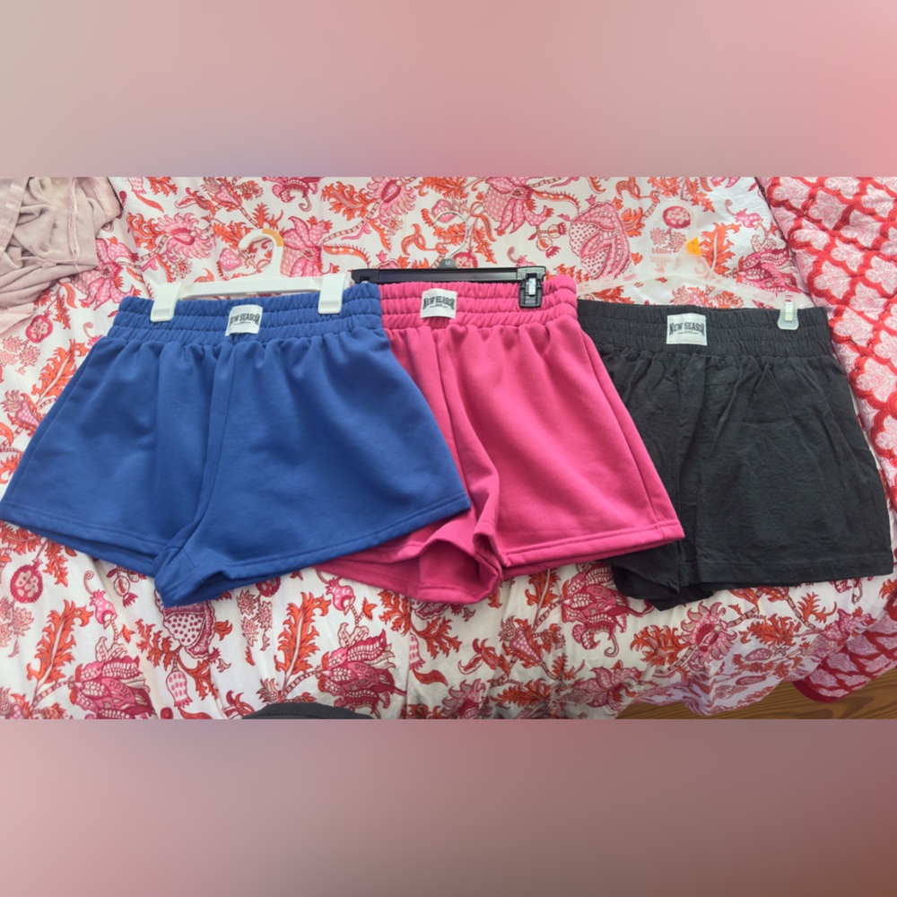 Women's Casual Shorts - Blue, Pink, and Black
